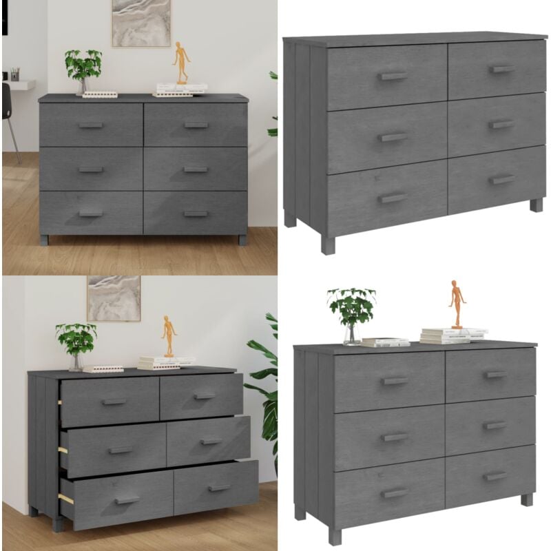 Buffet hamar Gris foncé 113x40x80 cm Bois massif de pin - Buffet Design - Buffet Contemporain - Buffet Rustique - Buffet En Bois - Buffet Avec