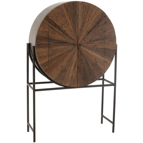 Buffet haut 2 portes 105x38x160 cm en bois recyclé marron - SHANIL