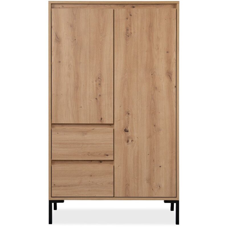 Finori - calicosy - Buffet Haut 2 Portes 2 Tiroirs et 2 Étagères H139 cm - plock