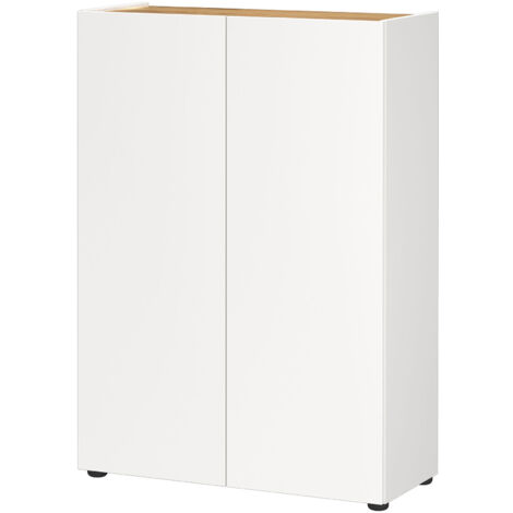 Buffet haut 2 portes 74x33x105 cm blanc et chêne - TZEKA