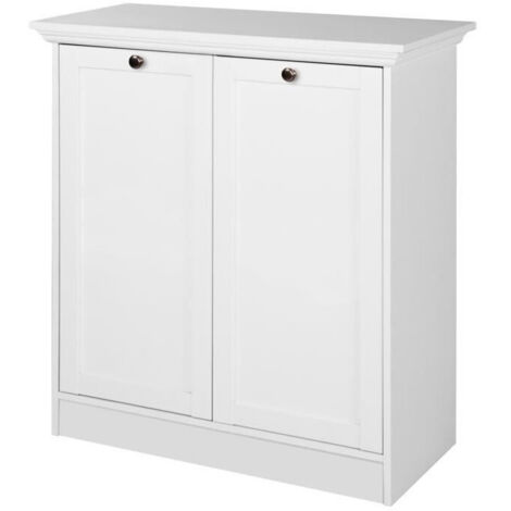 Buffet haut 2 portes 80x35x90 cm blanc - LANDZY