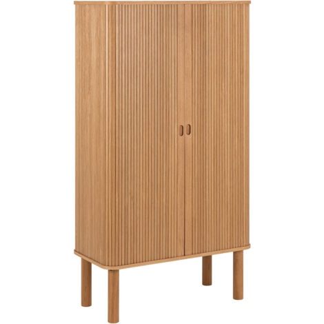Buffet haut 2 portes 80x40x145 cm décor chêne