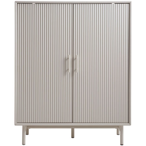 Buffet haut 2 portes en bois et métal H125cm - Grège - JURA