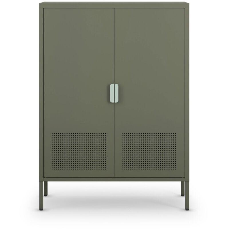 Buffet haut 2 portes en métal H110cm - Vert - Adel Buffet haut 2 portes en métal H110cm - Vert - Adel
