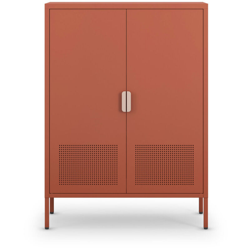 Buffet haut 2 portes en métal H110cm - Terracotta - Adel
