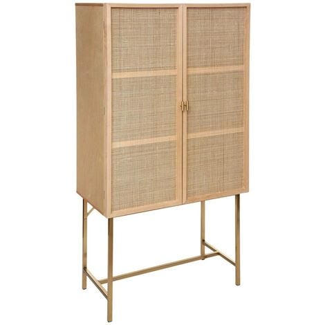 Buffet haut 2 portes Rayo cannage rotin 80x165cm - Atmosphera créateur d'intérieur