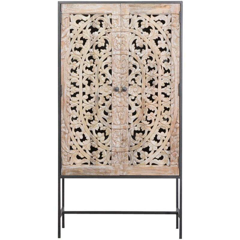 Armoire en bois de manguier blanchi Lila