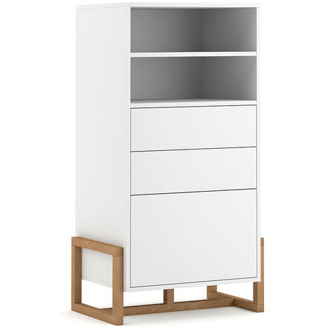 Buffet haut 2 tiroirs 1 porte Oslo blanc