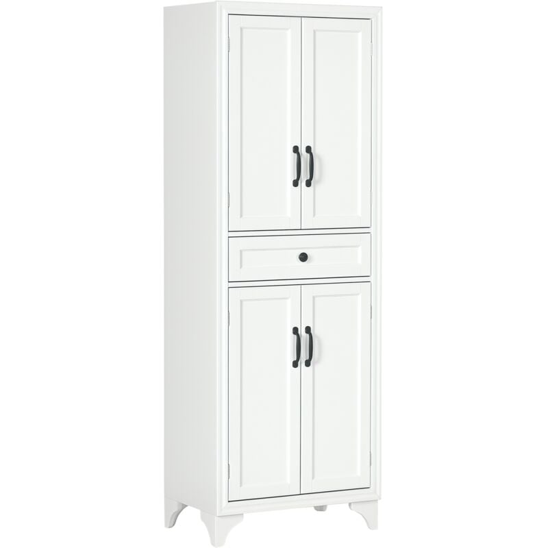 Homcom - Buffet haut 4 portes 2 étagères tiroir coulissant mdf blanc