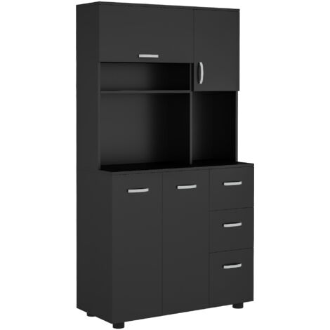 Buffet haut 4 portes 3 tiroirs 2 étagères 2 niches