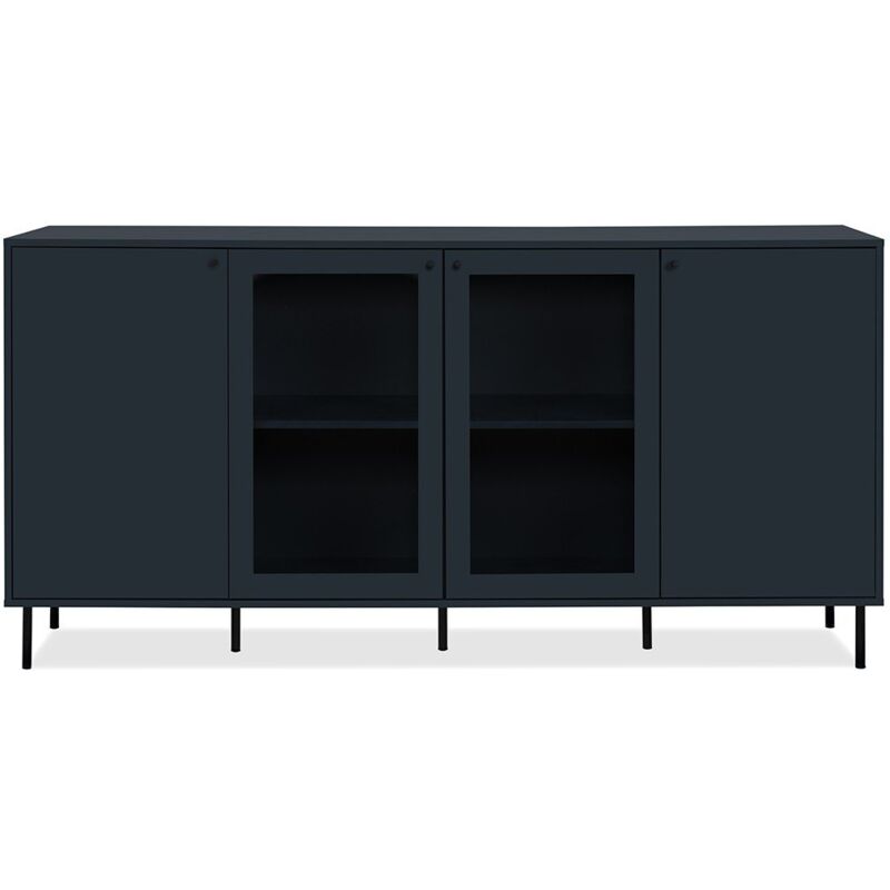 Buffet 4 Portes dont 2 Vitrées Bleu Marine L180 cm - bogota - Calicosy