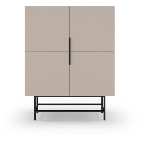 Buffet haut 4 portes en bois et métal H128cm - Beige - Vintara