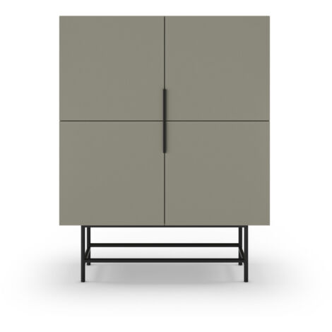 Buffet haut 4 portes en bois et métal H128cm - Vert amande - Vintara