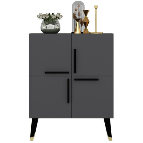 Buffet haut 4 portes Opal 70cm Noir et Anthracite