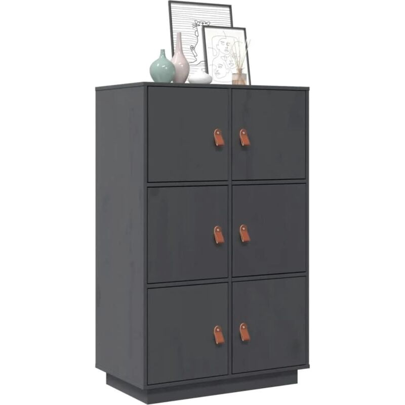 Vidaxl - Buffet haut Gris 67x40x108,5 cm Bois massif de pin