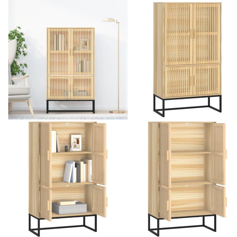 Buffet haut 70x35x125 cm bois d'ingénierie - Buffet Design Scandinave - Meuble Rangement - Buffet Haut - Buffet Moderne - Commode Bois - Home & Living