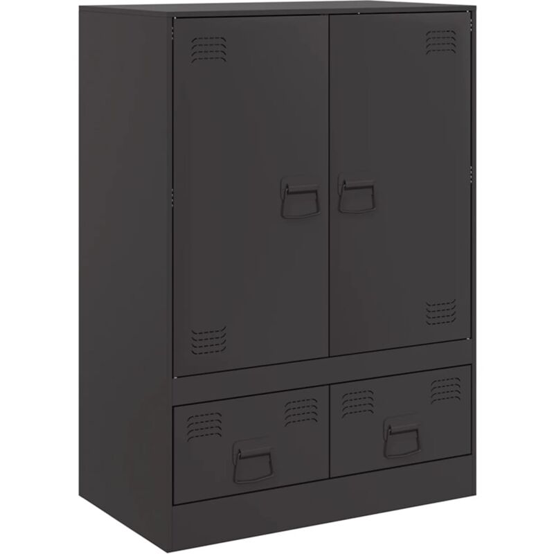 Vidaxl - Buffet haut noir 67x39x95 cm acier