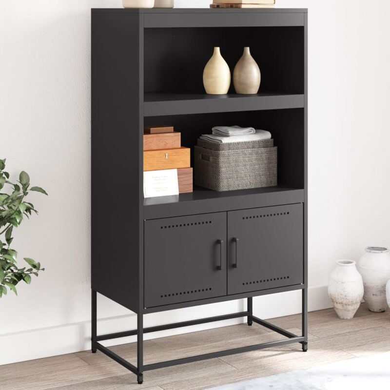 Vidaxl - Buffet haut noir 68,5x38,5x123,5 cm acier