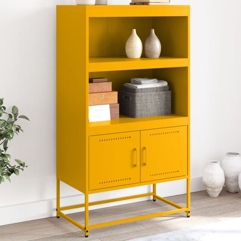 Vidaxl - Buffet haut jaune moutarde 68,5x38,5x123,5 cm acier
