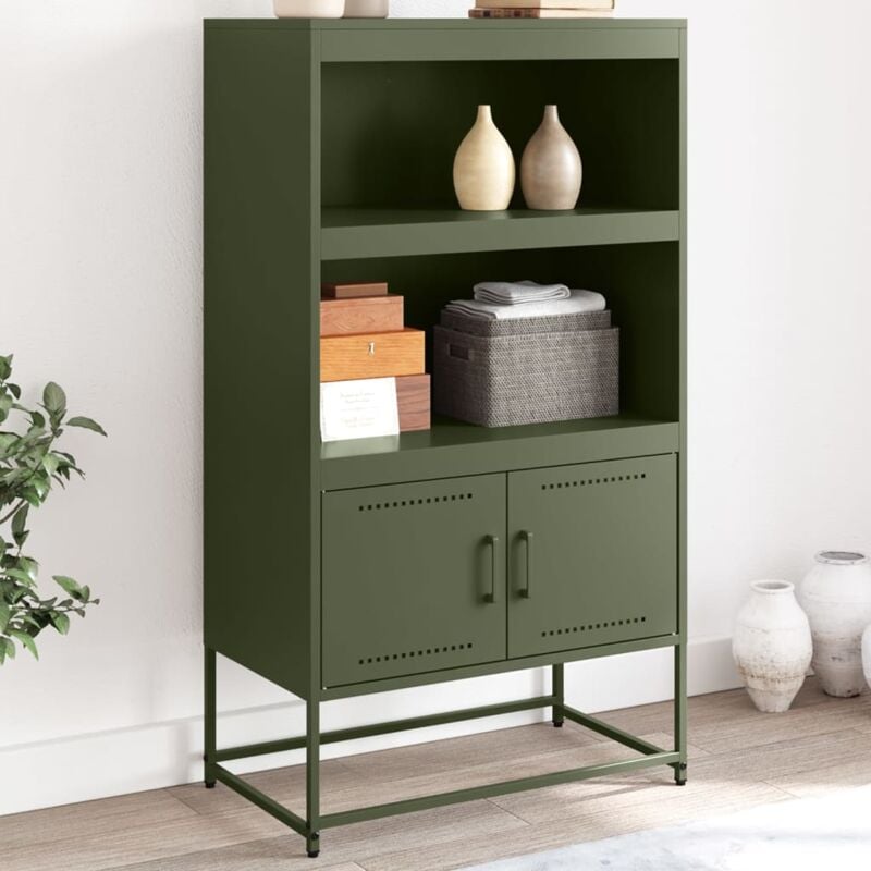 Vidaxl - Buffet haut vert olive 68,5x38,5x123,5 cm acier