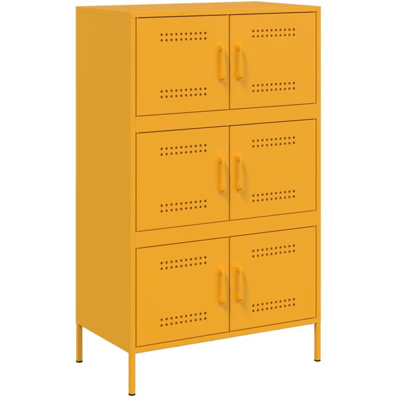 Vidaxl - Buffet haut jaune moutarde 68x39x113 cm acier