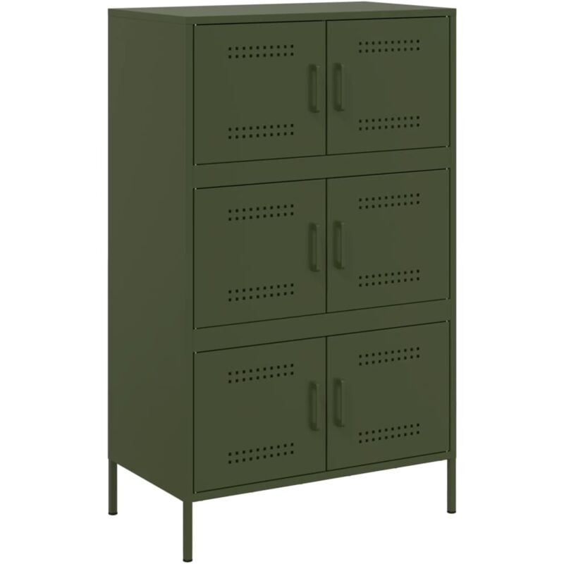 Vidaxl - Buffet haut vert olive 68x39x113 cm acier