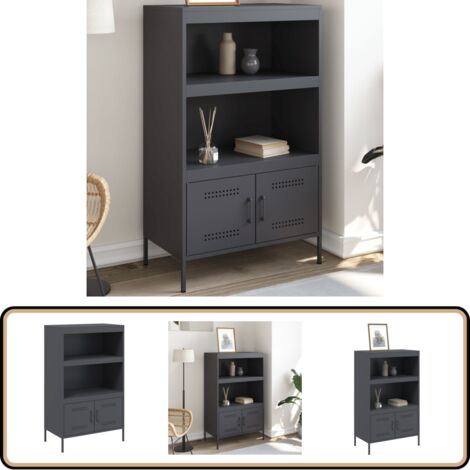 Buffet haut anthracite 68x39x113 cm acier - Buffet Industriel - Meuble Rangement - Armoire Haute - Buffet Design - Mobilier Salon