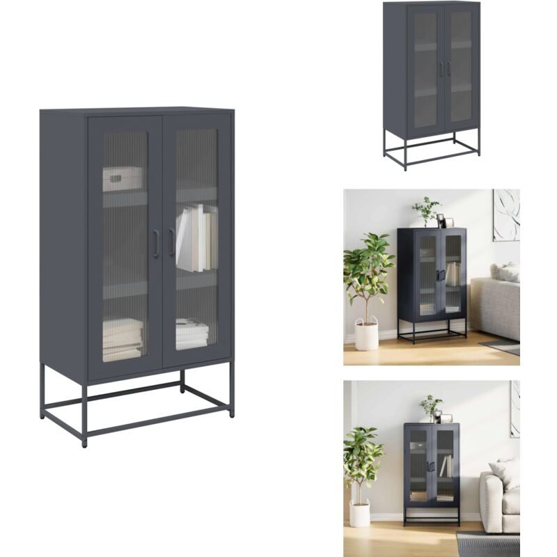 Vidaxl - Buffet haut anthracite 68x39x123 cm acier - Buffet - Buffets - Armoire - Armoire Latérale