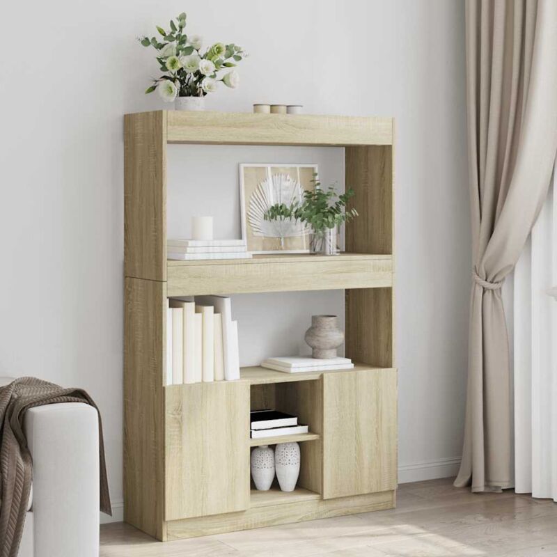 Buffet haut chêne sonoma 92x33x140 cm bois d'ingénierie - Vidaxl