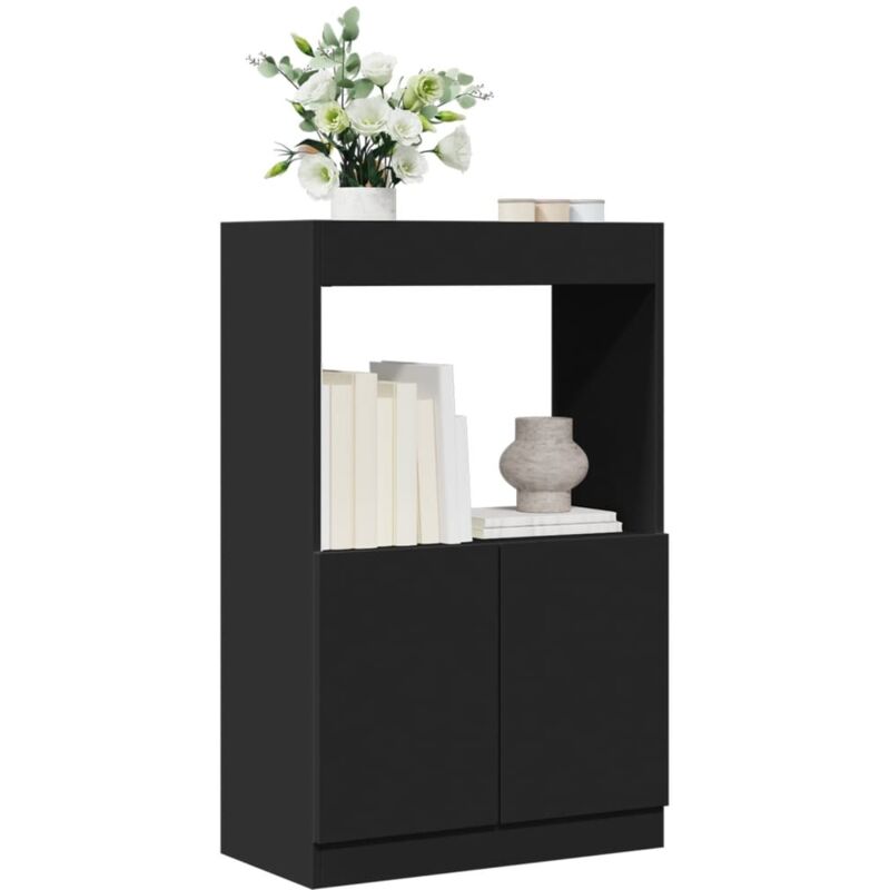 Buffet haut noir 63x33x100 cm bois d'ingénierie - Vidaxl