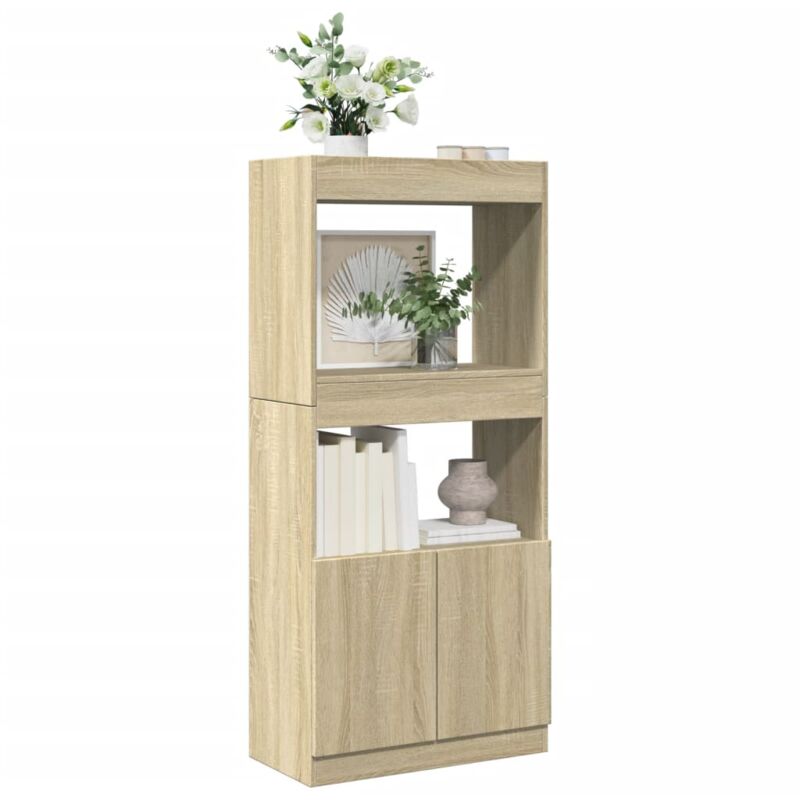 Buffet haut chêne sonoma 63x33x140 cm bois d'ingénierie - Vidaxl