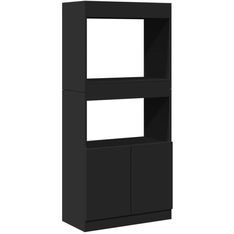 Buffet haut noir 63x33x140 cm bois d'ingénierie Vidaxl