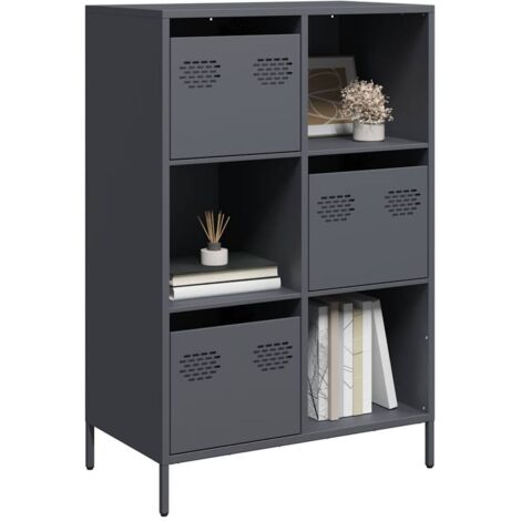 Buffet haut-Armoire de rangement anthracite 68x39x103,5 cm acier 945378