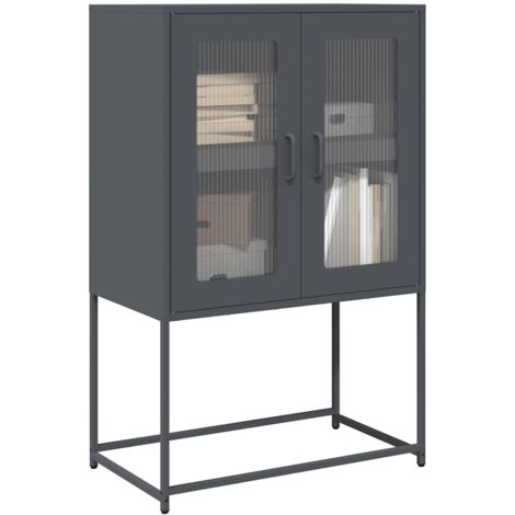 Buffet haut-Armoire de rangement anthracite 68x39x107 cm acier 249417