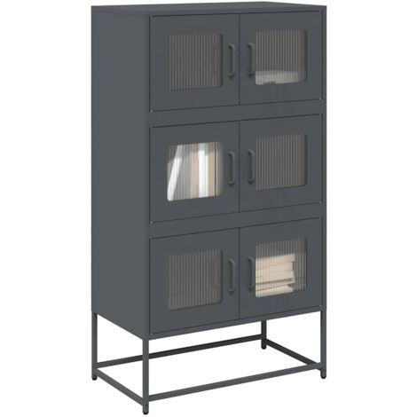Buffet haut-Armoire de rangement anthracite 68x39x123 cm acier 201963