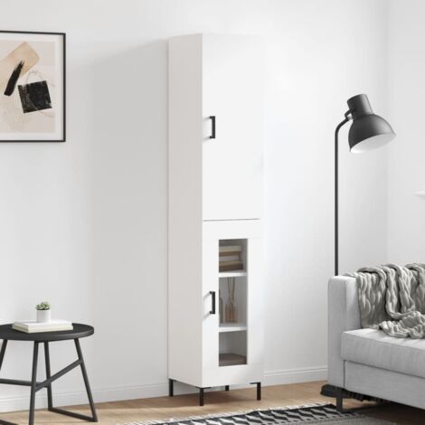 Buffet haut-Armoire de rangement Blanc 34,5x34x180 cm Bois d'ingénierie 433908