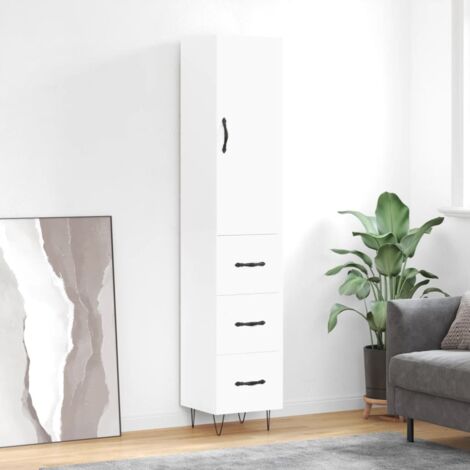 Buffet haut-Armoire de rangement Blanc 34,5x34x180 cm Bois d'ingénierie 826252