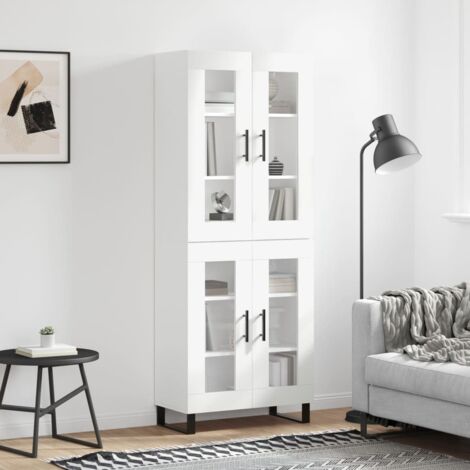 Buffet haut-Armoire de rangement Blanc 69,5x34x180 cm Bois d'ingénierie 343281