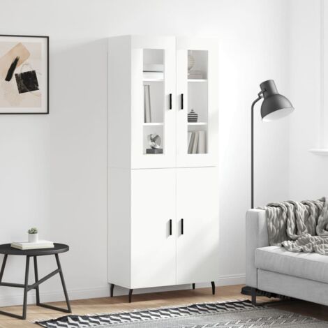 Buffet haut-Armoire de rangement Blanc 69,5x34x180 cm Bois d'ingénierie 557017