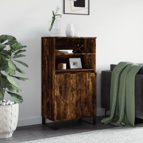Buffet haut-Armoire de rangement Chêne fumé 60x36x110 cm Bois d'ingénierie 885797