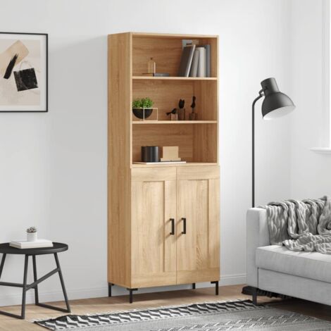 Buffet haut-Armoire de rangement Chêne sonoma 69,5x34x180 cm Bois d'ingénierie 260264