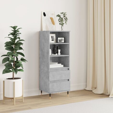 Buffet haut-Armoire de rangement Gris béton 40x36x110 cm Bois d'ingénierie 965146
