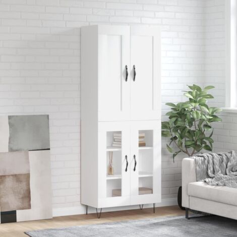 Buffet haut-Armoire de rangement-Meuble de rangement Blanc 69,5x34x180 cm Bois d'ingénierie 537139