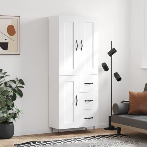 Buffet haut-Armoire de rangement-Meuble de rangement Blanc 69,5x34x180 cm Bois d'ingénierie 851002