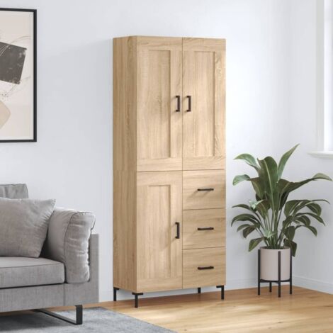 Buffet haut-Armoire de rangement-Meuble de rangement Chêne sonoma 69,5x34x180 cm Bois d'ingénierie 768095