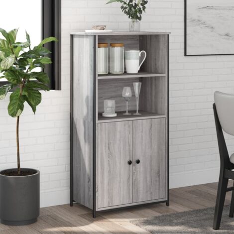 Buffet haut-Armoire de rangement sonoma gris 62x36x121,5 cm bois d'ingénierie 502218