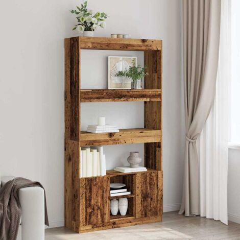 Buffet haut-Armoire de rangement vieux bois 92x33x180 cm bois d'ingénierie 860388