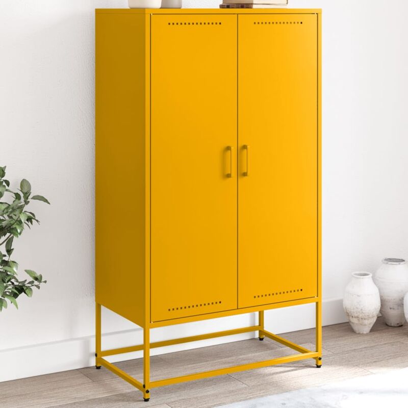 Vidaxl - Buffet haut jaune moutarde 68,5x38,5x123,5 cm acier