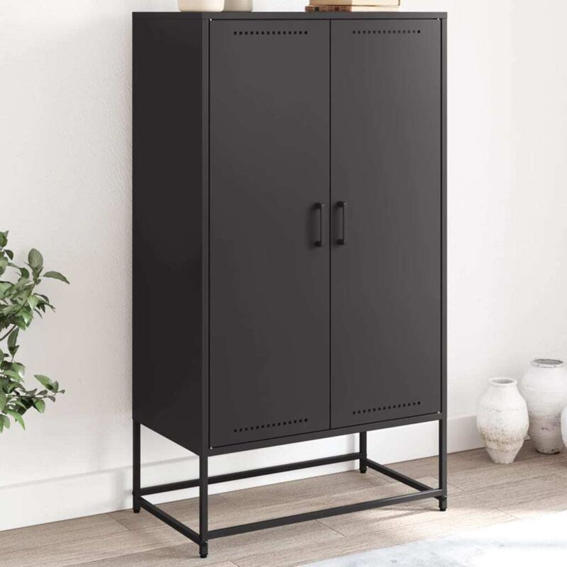 Vidaxl - Buffet haut noir 68,5x38,5x123,5 cm acier