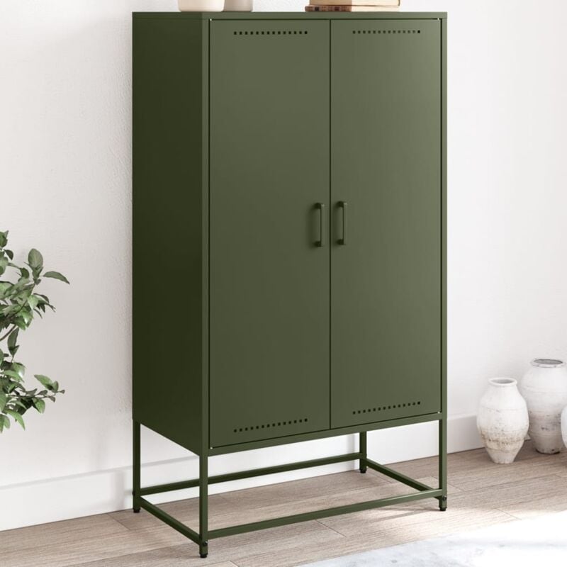 Vidaxl - Buffet haut vert olive 68,5x38,5x123,5 cm acier